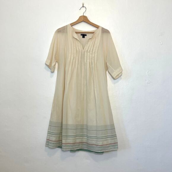 GAP - 90s Y2K Cream Cotton Pleated Peasant Midi Dress - Picture 1 of 10